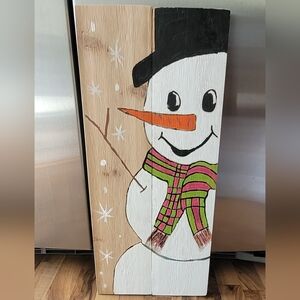 Wood Decor Festive Snowman And Angel